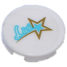 LEGO White Tile 2 x 2 Round with Livi and Golden Star from Set 41105 Sticker with Bottom Stud Holder (14769)