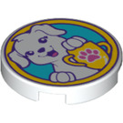 LEGO White Tile 2 x 2 Round with Puppy and Trophy with Bottom Stud Holder (14769 / 29449)