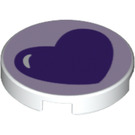 LEGO Weiß Fliese 2 x 2 Runden mit Purple Herz mit unterem Bolzenhalter (14769 / 36352)