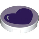 LEGO White Tile 2 x 2 Round with Purple Heart with Bottom Stud Holder (14769 / 36352)