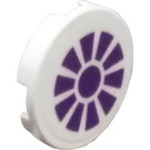 LEGO White Tile 2 x 2 Round with Purple Propeller Sticker with "X" Bottom (4150)