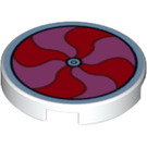 LEGO White Tile 2 x 2 Round with Red and Purple with Bottom Stud Holder (14769 / 29682)