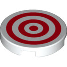 LEGO Weiß Fliese 2 x 2 Runden mit rot Concentric Circles mit unterem Bolzenhalter (14769 / 33512)