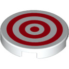 LEGO Hvit Tile 2 x 2 Rund med Rød Concentric Circles med bunnknottholder (14769 / 33512)