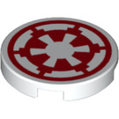 LEGO Weiß Fliese 2 x 2 Runden mit rot Imperial Logo mit unterem Bolzenhalter (14769 / 50059)