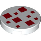 LEGO Weiß Fliese 2 x 2 Runden mit rot Squares mit unterem Bolzenhalter (14769 / 66985)