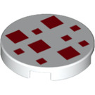 LEGO White Tile 2 x 2 Round with Red Squares with Bottom Stud Holder (14769 / 66985)