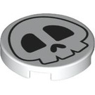 LEGO White Tile 2 x 2 Round with Skull with Bottom Stud Holder (69890 / 102203)