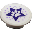 LEGO White Tile 2 x 2 Round with Star and Paw Print Sticker with Bottom Stud Holder (14769)