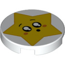 LEGO blanc Tuile 2 x 2 Rond avec Star Affronter avec porte-goujon inférieur (14769 / 44287)