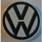 LEGO White Tile 2 x 2 Round with VW Logo Sticker with "X" Bottom (4150)