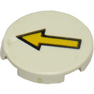 LEGO White Tile 2 x 2 Round with Yellow Arrow with "X" Bottom (4150)