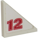 LEGO Wit Tegel 2 x 2 Driehoekig met '12' (Model Rechtsaf) Sticker (35787)