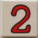 LEGO Weiß Fliese 2 x 2 mit "2" mit Nut (3068)