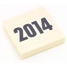 LEGO White Tile 2 x 2 with '2014' Print with Groove (3068)