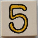 LEGO blanc Tuile 2 x 2 avec "5" avec rainure (3068)