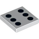 LEGO White Tile 2 x 2 with 6 Black Dots (Dice) with Groove (3068 / 87099)