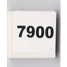 LEGO White Tile 2 x 2 with '7900' Sticker with Groove (3068)