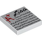 LEGO White Tile 2 x 2 with 'A+’, ‘Lisa’ and Text Lines with Groove (3068 / 16789)