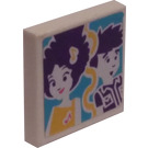 LEGO White Tile 2 x 2 with Amusement Park Photo Sticker with Groove (3068)