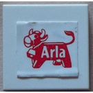 LEGO White Tile 2 x 2 with Arla Dairy Logo Sticker with Groove (3068)