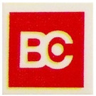 LEGO White Tile 2 x 2 with BC Logo with Groove (3068)