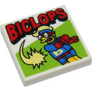 LEGO White Tile 2 x 2 with "Biclops" with Groove (3068 / 17255)
