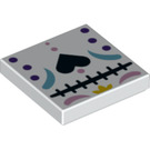 LEGO White Tile 2 x 2 with Black Heart and Shapes and Stiched Line with Groove (3068 / 79131)