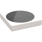 LEGO White Tile 2 x 2 with Black Large Circle with Groove (3068)
