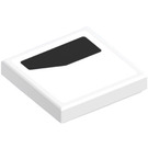 LEGO White Tile 2 x 2 with Black Shape Sticker with Groove (3068)