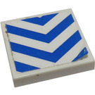 LEGO White Tile 2 x 2 with Blue and White Chevron Stripes  Sticker with Groove (3068)