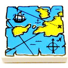 LEGO Weiß Fliese 2 x 2 mit Blau Map mit Nut (3068)