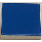 LEGO White Tile 2 x 2 with Blue with Groove (3068)