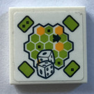 LEGO White Tile 2 x 2 with Board Game Sticker with Groove (3068)