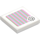 LEGO White Tile 2 x 2 with Boo Barcode with Groove (3068)