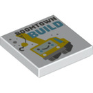 LEGO Blanco Plana 2 x 2 con Boomtown Build logo con ranura (3068 / 65070)