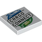 레고 하얀색 타일 2 x 2 ~와 함께 "CARGO CONNECT"  그루브와 함께 (3068 / 79456)