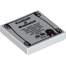 LEGO White Tile 2 x 2 with 'Certificate of Graduation' Printing with Groove (3068 / 97279)