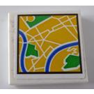 LEGO Weiß Fliese 2 x 2 mit City Map Street View Aufkleber mit Nut (3068)