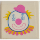 LEGO White Tile 2 x 2 with Clown Sticker with Groove (3068)