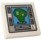 LEGO White Tile 2 x 2 with Computer Monitor with Island Sticker with Groove (3068)