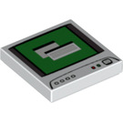 LEGO White Tile 2 x 2 with Computer Screen and Gray Power Icon with Groove (3068)