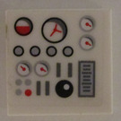 LEGO Weiß Fliese 2 x 2 mit Control Buttons und Gauges Aufkleber mit Nut (3068)