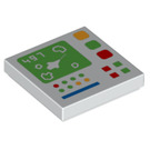 LEGO Weiß Fliese 2 x 2 mit Control Panel mit Green Screen mit Nut (3068 / 102321)