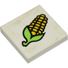 LEGO hvid Flise 2 x 2 med Corn med rille (3068)