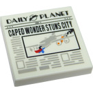 LEGO White Tile 2 x 2 with Daily Planet Newspaper with Groove (3068 / 66528)