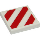 LEGO White Tile 2 x 2 with Danger Stripes Sticker with Groove (3068)