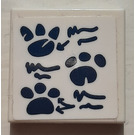 LEGO White Tile 2 x 2 with Dark Blue Paw Prints Sticker with Groove (3068)