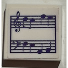 LEGO White Tile 2 x 2 with Dark Purple Music Notes and Lines Sticker with Groove (3068)