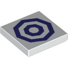 LEGO White Tile 2 x 2 with Dark Purple Octagonal Rings with Groove (3068 / 94659)